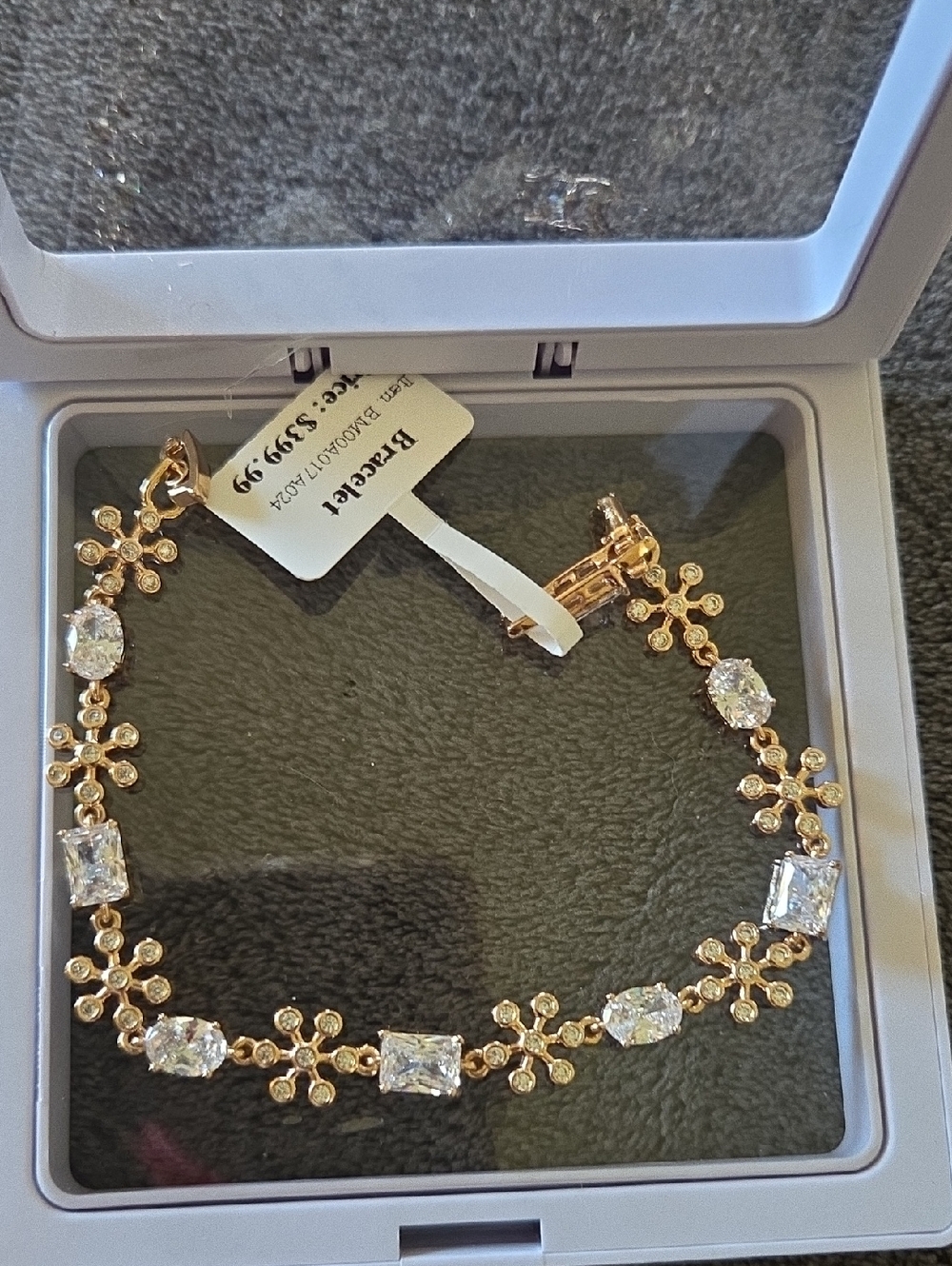 Gold Crystal Floral Tennis Bracelet - Gold